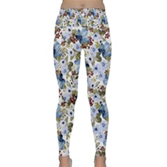 Blue Flowers Lightweight Velour Classic Yoga Leggings