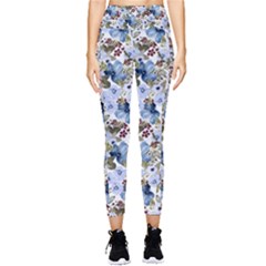 Blue Flowers Pocket Leggings  by DinkovaArt