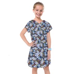 Blue Flowers 2 Kids  Drop Waist Dress by DinkovaArt