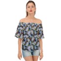 Blue Flowers 2 Off Shoulder Short Sleeve Top View1