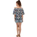 Blue Flowers 2 Off Shoulder Short Sleeve Top View2