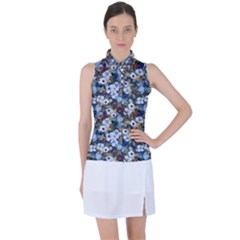 Blue Flowers 2 Women s Sleeveless Polo T-shirt by DinkovaArt