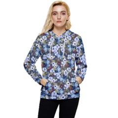 Blue Flowers 2 Women s Lightweight Drawstring Hoodie