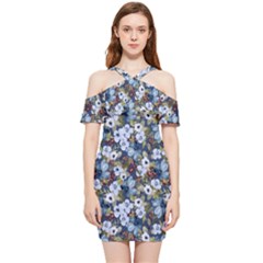 Blue Flowers Blue Flowers 2 Shoulder Frill Bodycon Summer Dress by DinkovaArt