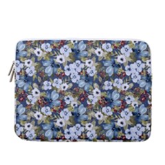 Blue Flowers Blue Flowers 2 15  Vertical Laptop Sleeve Case With Pocket