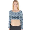 Blue Roses Long Sleeve Crop Top View1