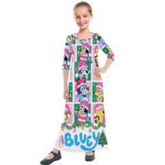 Bluey Christmas Kids  Quarter Sleeve Maxi Dress by avitendut