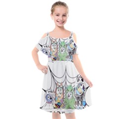 Bluey Halloween Kids  Cut Out Shoulders Chiffon Dress by avitendut