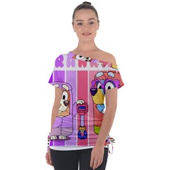 Grannies Bluey Off Shoulder Tie-up T-shirt