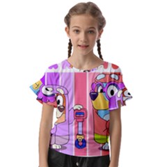 Grannies Bluey Kids  Cut Out Flutter Sleeves