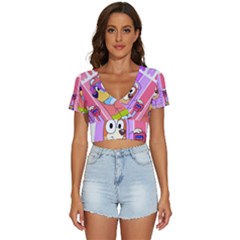 Grannies Bluey V-neck Crop Top by avitendut