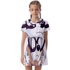 Bluey Rainbow Kids  Asymmetric Collar Dress by avitendut