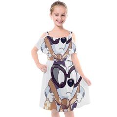 Bluey Christmas Kids  Cut Out Shoulders Chiffon Dress