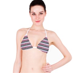 Vintage Vibrant Stripes Pattern Print Design Classic Bikini Top by dflcprintsclothing