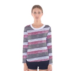 Vintage Vibrant Stripes Pattern Print Design Women s Long Sleeve T-shirt