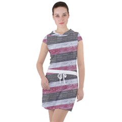 Vintage Vibrant Stripes Pattern Print Design Drawstring Hooded Dress by dflcprintsclothing