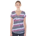 Vintage Vibrant Stripes Pattern Print Design Short Sleeve Front Detail Top View1