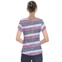 Vintage Vibrant Stripes Pattern Print Design Short Sleeve Front Detail Top View2