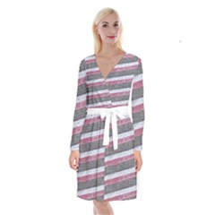 Vintage Vibrant Stripes Pattern Print Design Long Sleeve Velvet Front Wrap Dress by dflcprintsclothing