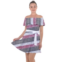 Vintage Vibrant Stripes Pattern Print Design Off Shoulder Velour Dress by dflcprintsclothing