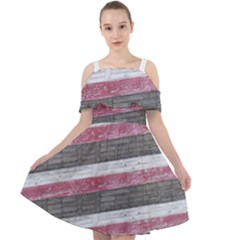 Vintage Vibrant Stripes Pattern Print Design Cut Out Shoulders Chiffon Dress by dflcprintsclothing