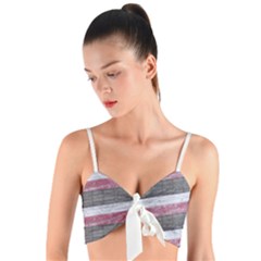 Vintage Vibrant Stripes Pattern Print Design Woven Tie Front Bralet