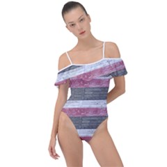 Vintage Vibrant Stripes Pattern Print Design Frill Detail One Piece Swimsuit by dflcprintsclothing