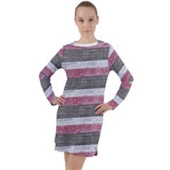 Vintage Vibrant Stripes Pattern Print Design Long Sleeve Hoodie Dress by dflcprintsclothing