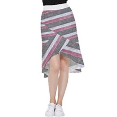 Vintage Vibrant Stripes Pattern Print Design Frill Hi Low Chiffon Skirt