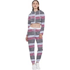 Vintage Vibrant Stripes Pattern Print Design Cropped Zip Up Lounge Set by dflcprintsclothing