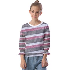 Vintage Vibrant Stripes Pattern Print Design Kids  Cuff Sleeve Top