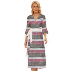 Vintage Vibrant Stripes Pattern Print Design Midsummer Wrap Dress