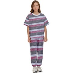 Vintage Vibrant Stripes Pattern Print Design Kids  T-shirt And Pants Sports Set by dflcprintsclothing