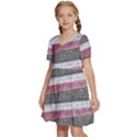 Vintage Vibrant Stripes Pattern Print Design Kids  Short Sleeve Tiered Mini Dress View2