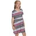 Vintage Vibrant Stripes Pattern Print Design Kids  Short Sleeve Tiered Mini Dress View3