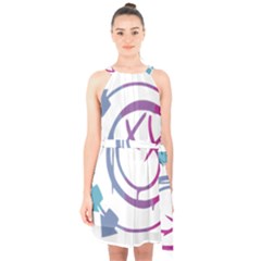 Blink 182 Logo Halter Collar Waist Tie Chiffon Dress