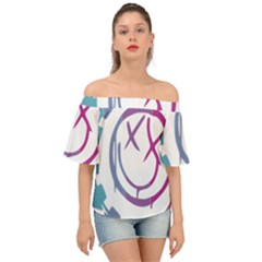 Blink 182 Logo Off Shoulder Short Sleeve Top by avitendut