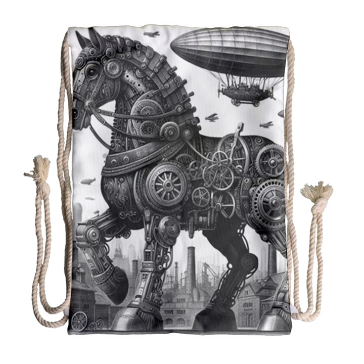 Steampunk Horse  Drawstring Bag (Large)