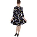 Cat Pattern Pet Drawing Eyes Quarter Sleeve Ruffle Waist Dress View2