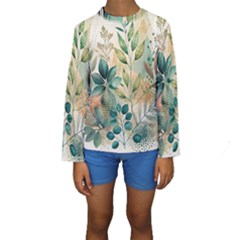 Flowers Spring Kids  Long Sleeve Swimwear