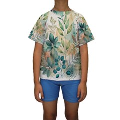 Flowers Spring Kids  Short Sleeve Swimwear