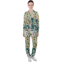 Flowers Spring Casual Jacket And Pants Set