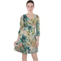 Flowers Spring Quarter Sleeve Ruffle Waist Dress View1