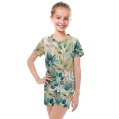 Flowers Spring Kids  Mesh T-shirt And Shorts Set