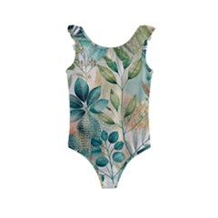 Flowers Spring Kids  Frill Swimsuit