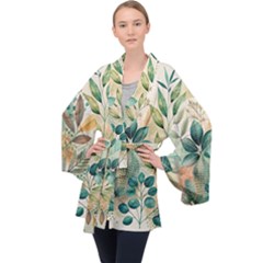 Flowers Spring Long Sleeve Velvet Kimono 