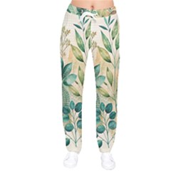 Flowers Spring Women Velvet Drawstring Pants