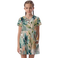 Flowers Spring Kids  Asymmetric Collar Dress