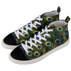 Peacock Pattern Men s Mid-top Canvas Sneakers