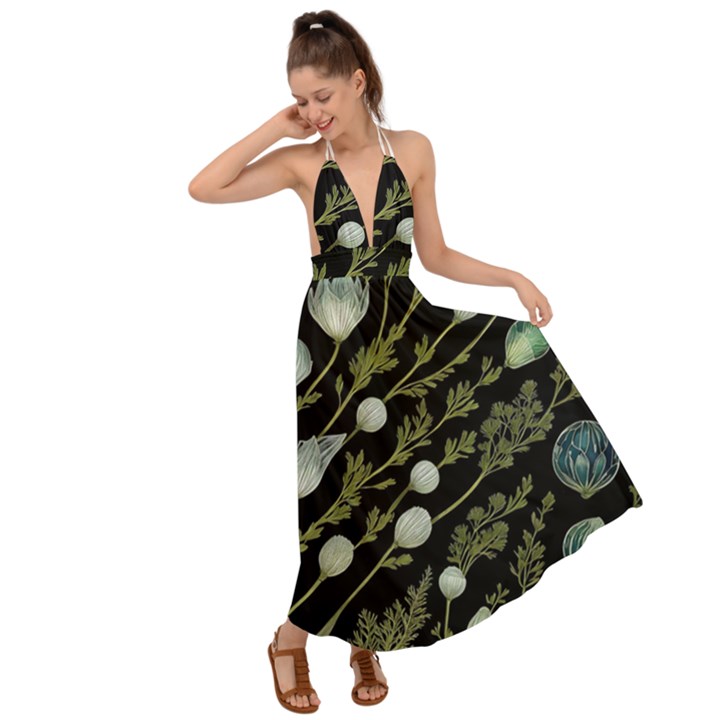 Sea Weed Salt Water Backless Maxi Beach Dress